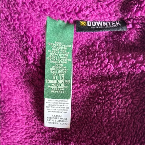 NWT L.L. Bean Fleece Lined Water Repellent DownTek Colorful Puffer Coat Jacket - Picture 7 of 10